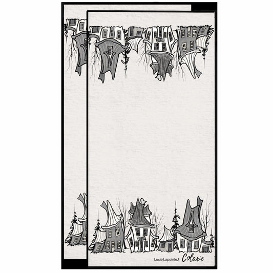 2 serviettes en microfibre à vaisselles "Les maisons"