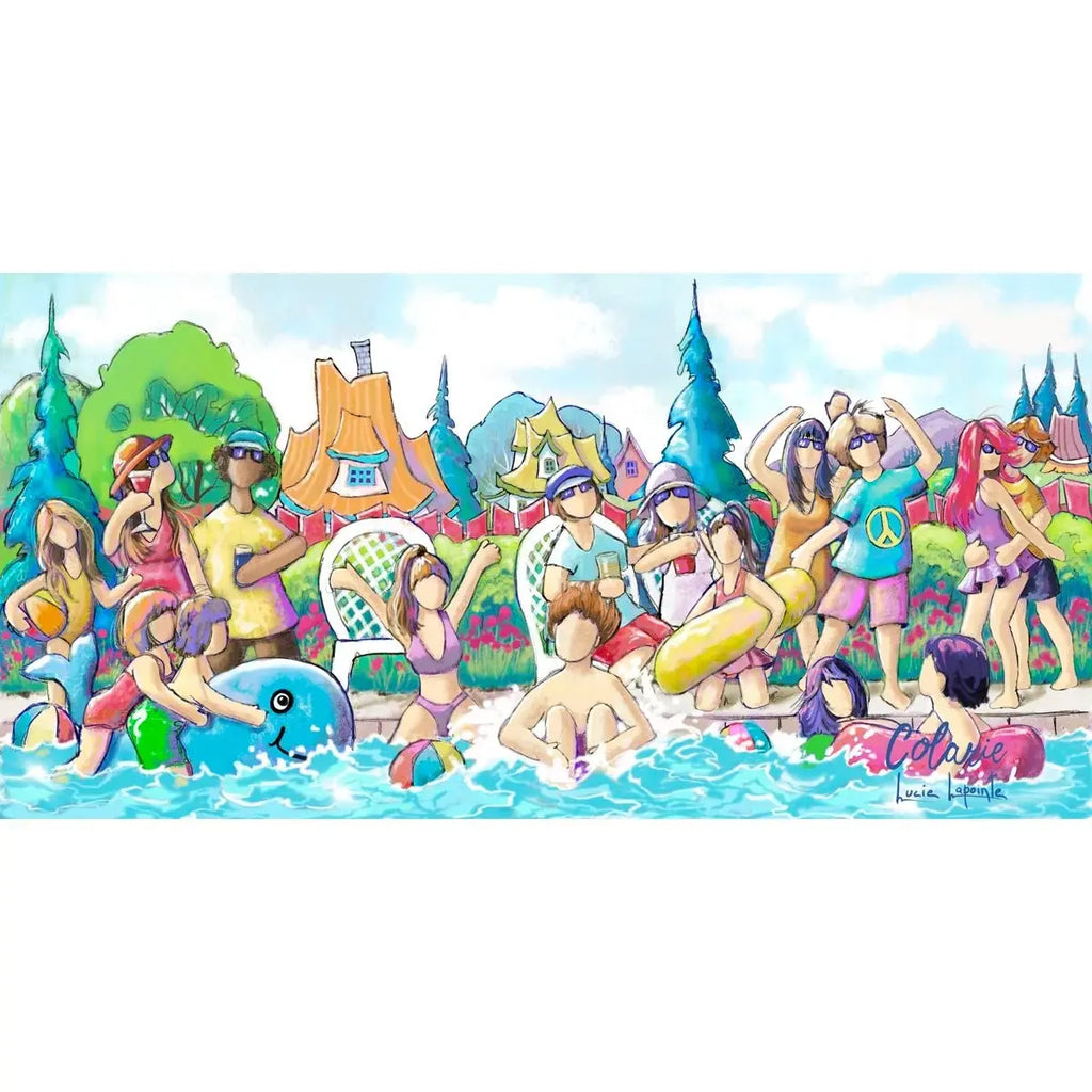 Serviette de plage en microfibre "Party piscine" - Colarie