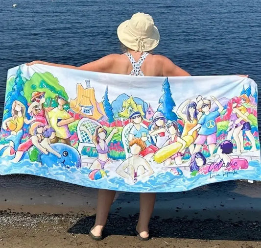 Serviette de plage en microfibre "Party piscine"
