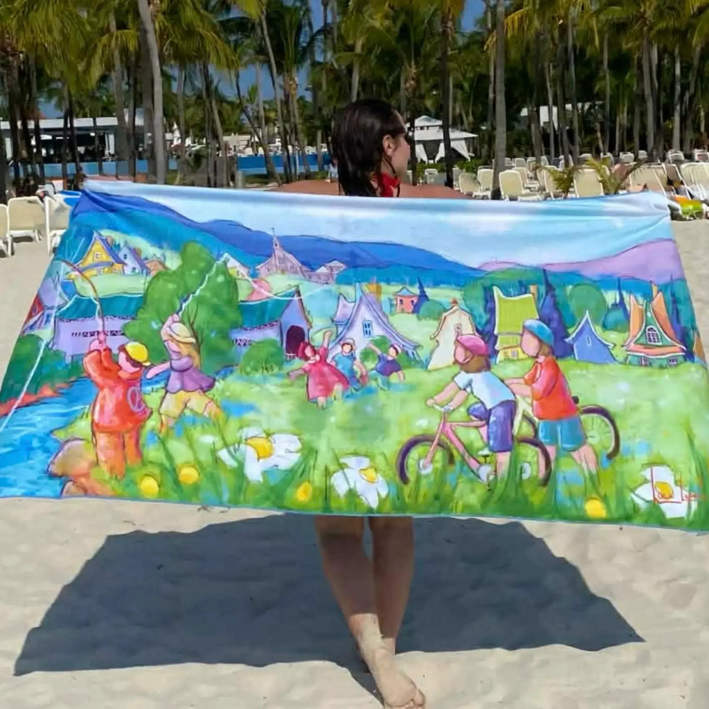 Serviette de plage XXL Pont Couvert de l'Anse - Saint - Jean – 90×180cm - Colarie
